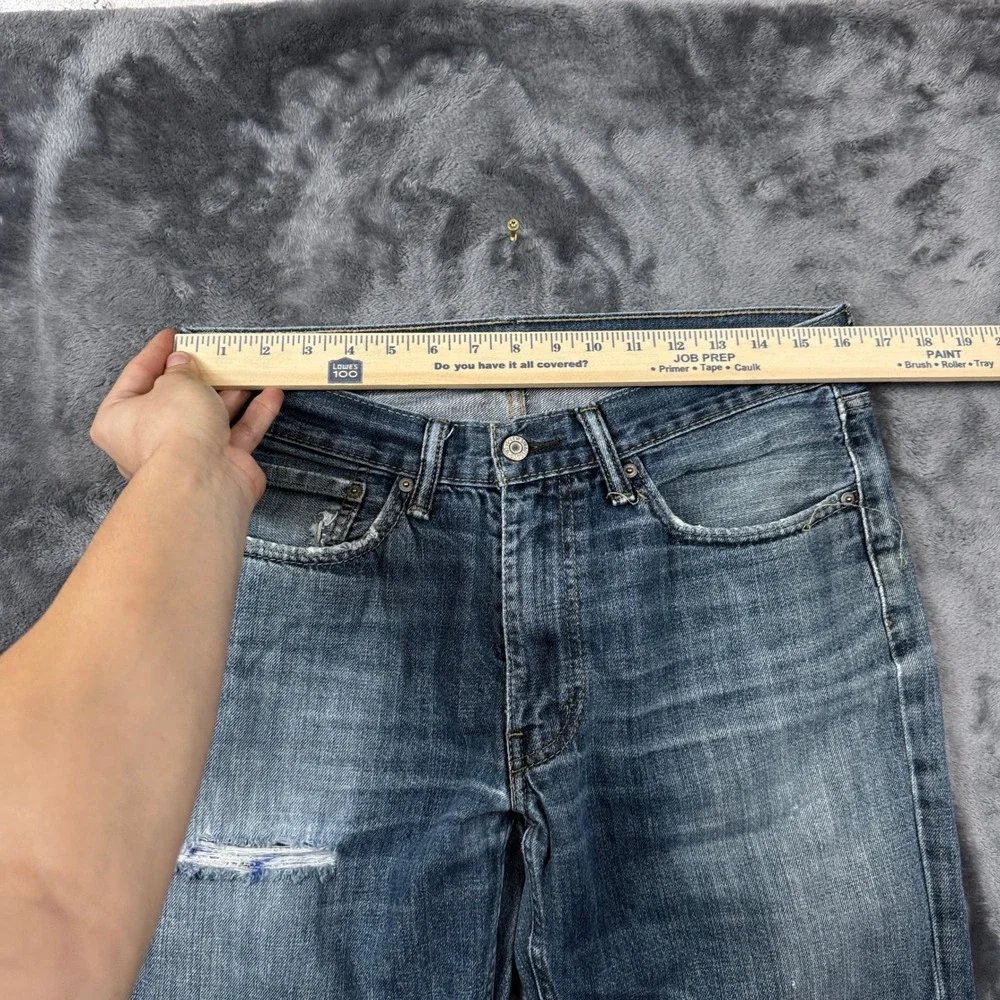 Levis 514 Straight Leg Jeans Mens 34x30 Blue Distressed Frayed Denim Pants